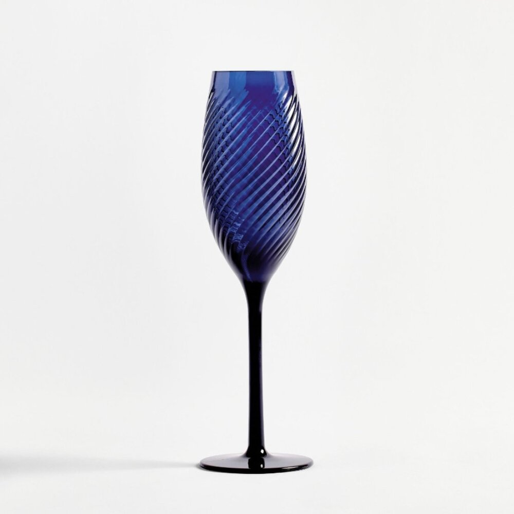 Monique Lhuillier Campania Outdoor Champagne Flutes Blue Set of 4